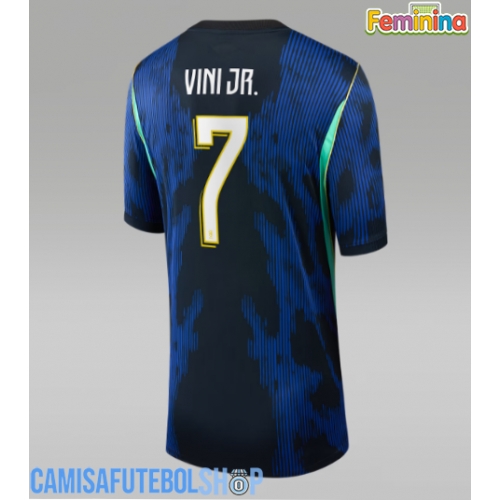 Camisa de time de futebol Brasil Vinicius Junior #7 Replicas 2º Equipamento Feminina Mundo 2026 Manga Curta